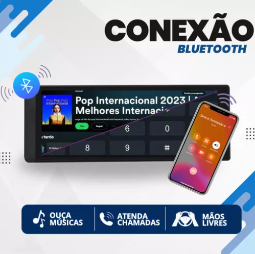 Central multimídia Universal 10 polegadas Apple Carplay e Android Auto- One Blaz